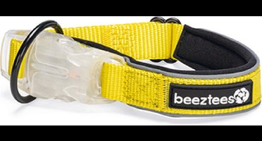 Beeztees Safety Gear Parinca- Hondenhalsband - LED - Nylon - Geel - 35-40x2 cm