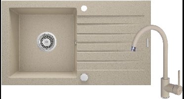 DEANTE Zorba Granieten spoelbak met kraan kleur zand 760 x 440 x 160