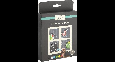 Nassau Fine Art Raamstiften 6 stuks – Afwasbare Krijtstiften – Montessori Markers - 6 Kleuren – Glas- en Porseleinmarkers – Omkeerbare Punt 3-6mm Rond en Schuin – Krijtmarker voor Ramen en Spiegels