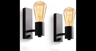 Wandlamp Binnen met Snoer - Wandlamp met Stekker voor Binnen - met Dimbare Schakelaar - Industrieel en Vintage - Slaapkamer Bedlampje