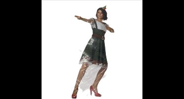 Sexy Robin Hood Kostuum – Groen Jurkje met Bruine Riem & Bijpassende Tiara – M