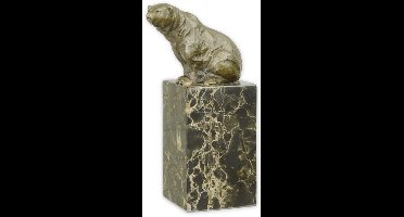 Zittende beer - Bronzen beeld - sculptuur - 22,1 cm hoog