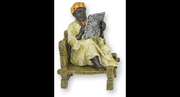 Bronzen beeld - Oosterse dichter - sculptuur - 9,3 cm hoog