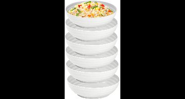 Plasticforte Rond bord/camping - 6x - diep bord/schaaltje - D19 x H5.5 cm - creme wit - kunststof - soepborden - onbreekbaar servies