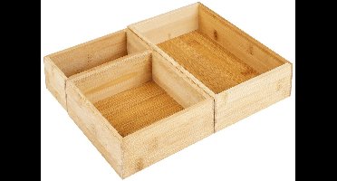 HI Kast/lade/make-up sorteer organizers - bamboe/hout - 3x stuks - 3 verschillende maten