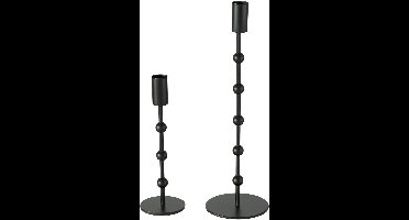 Boltze - Kaarsenhouders - Set/3 - Kandelaars - Zwart - Kimberly - Metaal - 20 en 30 cm hoog