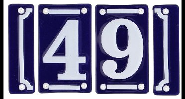 Best for Boots huisnummer 49 met sierrand - Oudhollands - emaille - blauw/wit