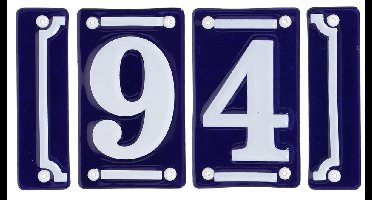 Best for Boots huisnummer 94 met sierrand - Oudhollands - emaille - blauw/wit