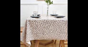 Boraboi® Tafelkleed in Beige voor Binnen en Buiten - Waterafstotend en Onderhoudsvriendelijk PVC Bescherming 137x250cm