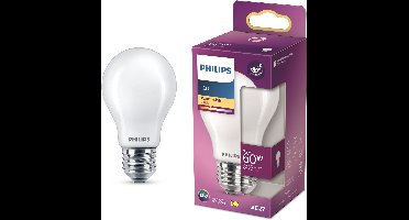 Philips LED lamp - Standaard lampvorm met E27 fitting - Warmwit licht: 2700K - 60W - Mat glas