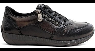 RIEKER-art N1100-25-dames-zwart-bruin-veter-rits maat 37