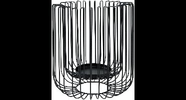 PTMD Eroni Rond Windlicht - H25 x Ø22 cm - Metaal - Zwart