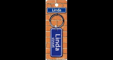 Paper Dreams Sleutelhanger Straatnaam Linda 9 Cm Staal Blauw