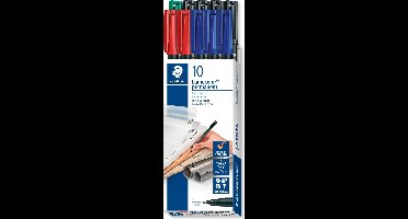 STAEDTLER Lumocolor F permanent pen - doosje 10 st/4 kleuren