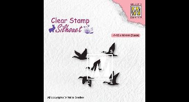SIL081 Nellie Snellen Clearstamp Silhouette Flying birds - stempel vogels vliegend - ganzen of meeuwen