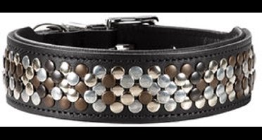 Hunter halsband voor hond arizona zwart nappaleer zwart onderlegd 41-49 cm