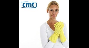 CMT food approved huishoudhandschoen geel 12 paar - 9/L