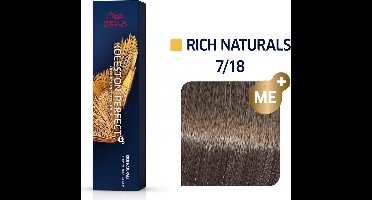 Vopsea Permanenta Wella Professionals Koleston Perfect 7/18, Blond Mediu Cenusiu Albastru, 60ml