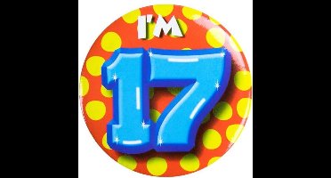 Paper Dreams Button I'm 17 Junior 5,5 Cm Staal Geel/rood/blauw