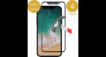 4x Screenprotector Gehard Glas geschikt voor Apple iPhone Xs / X - Volledig Beeld Dekkend Screen Protector van iCall