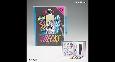 7 skills decks skateboard design kleur + sticker boek - Depesche