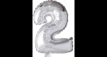 Folieballon Cijfer 2 41 Cm Zilver