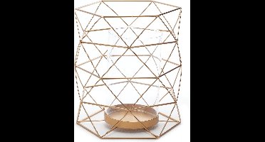 Cosy @ Home theelichthouder geometrisch koper 18X18XH20 metaal