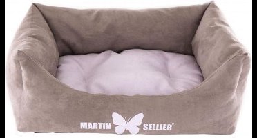 Hondenmand suedine taupe/wit 50x40 cm