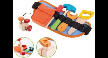 Jouéco Gereedschapsriem met houten gereedschap - 9 delig - speelgoedgereedschapsset