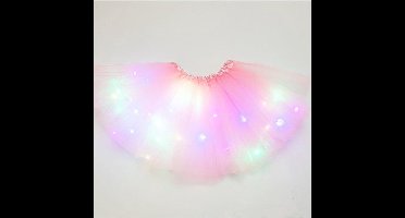 LED Lichtgevend Rokje - Tutu - Lichtroze - Mini - Met Gekleurde RGB Verlichting - Voor meisjes