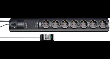 Primera-Tec Comfort Switch Plus 19.500A stekkerdoos met overspanningsbeveiliging 7-voudig zwart 2m H05VV-F 3G1,5 2 permanent, 5 schakelbaar
