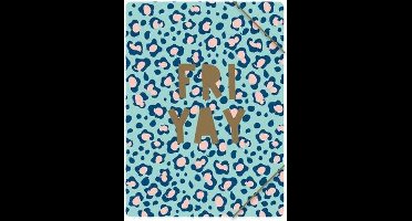 Elastomap Palms&Pizza PP. Met logo in goudfolie en goudkleurige sluitelastiek.