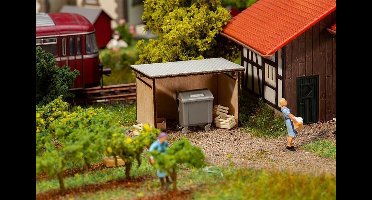 Faller - Dustbin booth with salvaged material container - FA180300 - modelbouwsets, hobbybouwspeelgoed voor kinderen, modelverf en accessoires