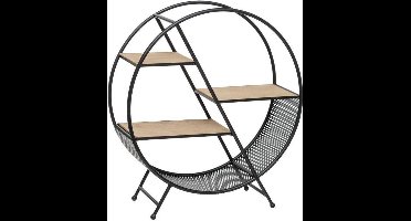 Timeo Ronde Metalen Plank - 50 x 18 x H 55,5 cm - Zwart