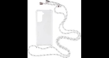 Shop4 - Samsung Galaxy S21 Plus Hoesje - Zachte Back Case met Koord Multi Wit