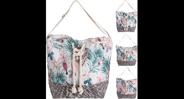 Strandtas Flora 54x44 cm Canvas/Jutte Assorti