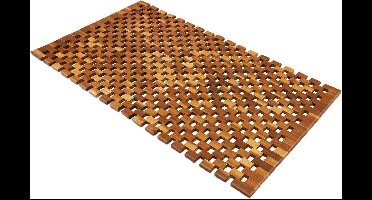 Badmat - Acaciahout Antislip Blokjespatroon 80x50cm - FSC gecertificeerd