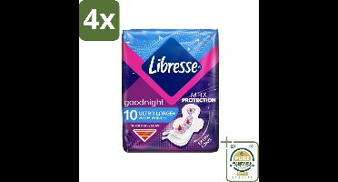 Libresse – Inlegkruisjes – Invisible Goodnight 3 mm – Nachtbescherming – 10 Inlegkruisjes - Voordeelverpakking - 4 stuks - Nachtbescherming vrouw - Ongestoorde nachtrust