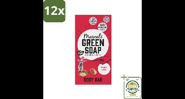 Marcel's Green Soap - Body Bar - Argan & Oudh - Verzorgend & zacht - 150 gr - Voordeelverpakking - 12 stuks - Biologische zeep - Argan Olie