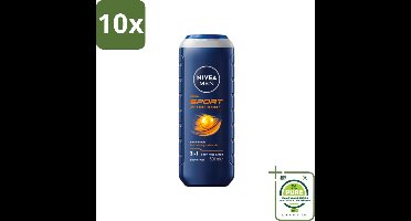10 x NIVEA MEN - Douchegel - Sport - 500 ml - Grootverpakking - Sportdouchegel - Mannelijke Douchegel - Verfrissende Douchegel - Lichaam Verzorging - Gezicht Verzorging