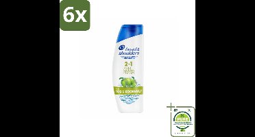 Head & Shoulders - Shampoo - 2-in-1 - Apple Fresh - 100% Roosvrij - 300 ml - Voordeelverpakking - 6 stuks - Anti-Roos Shampoo - Roze Shampoo