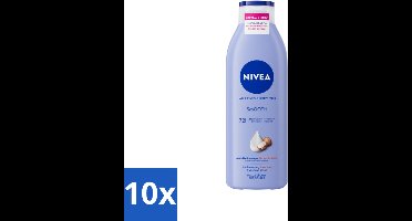 10 x Nivea - Smooth Body Milk - Sheaboter - 72 uur Hydratatie - Voor Droge Huid - 250 ml - Hydratatie - Droge Huid - Bodymilk - Sheaboter - Hyaluronzuur