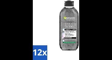 12 x Garnier - SkinActive - Micellair Jelly-water - Alles-in-1 - Charcoal - 400 ml - Reiniger - Micellair Water - Houtskool - Gezichtsreiniger - Onzuivere Huid