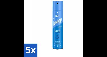5 x Taft - Extra Strong 3 - Junior Haarspray - Stevige kindvriendelijke fixatie - 250 ml - Kindvriendelijk Haarspray - Extra Sterke Fixatie - 48u Hold - Haarspray Voor Kinderen - Micro-verstuiving