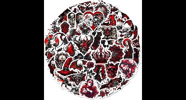 Pack of 100 Creepy Gothic Stickers Black Red Decorative Stickers Skull Graffiti Stickers Halloween Gothic Stickers for Water Bottles, Suitcases, Bikes, Cars, Tablets, Kids