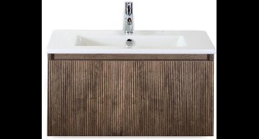 Frozen 3D Badmeubelset 80 cm - Greeplijst in Kleur - Charleston - Keramische Wastafel Wit 1 Kraangat