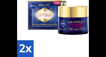 2 x NIVEA - Nachtcrème - CELLular LUMINOUS630 Tegen Vlekken - Egaliserend - Tegen pigmentvlekken - Met Hyaluronzuur - 50 ml - Nivea Anti-rimpel Crème - Nivea Nachtcrème - Anti-pigment Crème - Anti-vlek Crème - Hydraterende Crème