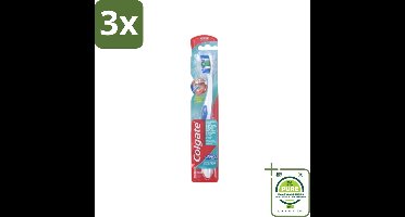 3 x Colgate - Tandenborstel - 360 Whole Mouth Clean Medium - Wit/Blauw - 1 Tandenborstel - Grootverpakking - Tandenborstel - Mondhygiëne - Tandenpoetsen - Tandplak - Bacteriën