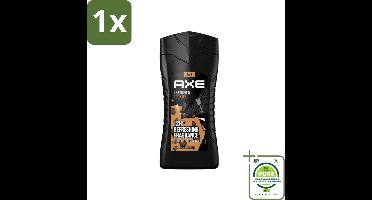 1 x Axe - 3-in-1 Douchegel - Leather & Cookies - 100% Plantaardig - 250 ml - Douchegel - Mannen - Geur - Leer - Koekjes