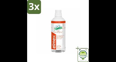 3 x Elmex Mondspoeling Junior (5-12 Jaar) 400 ml - Grootverpakking - Tandpasta Voor Kinderen - Tandspoeling Voor Jongeren - Cariës Bescherming - Fluoride Tandspoeling - Alcoholvrije Tandspoeling